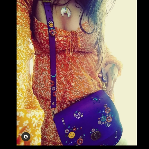 Custom made artist designed purple bag/purse spring summer true leather - Picture 4 of 4